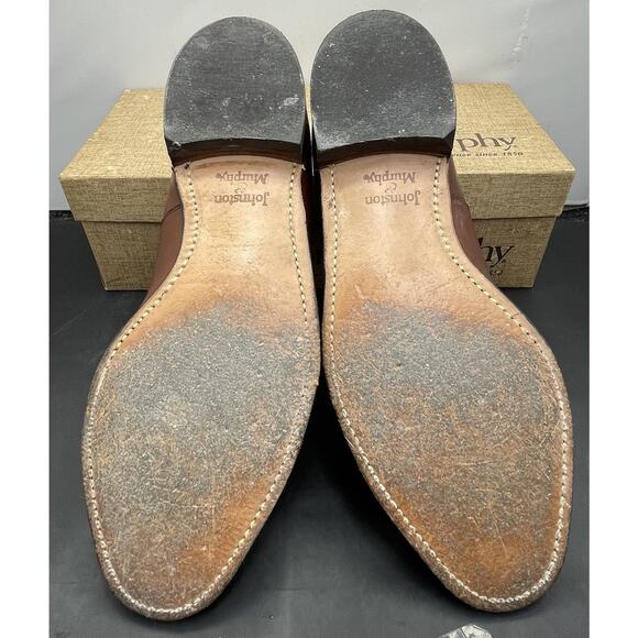 Johnston Murphy Rare Aldrich Cap Toe Chestnut Brown Shoes USA Mens 9.5 Fast Ship main image 3